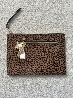 Aimee Kestenberg Cheeth Print Leather Pouch Clutch - NWT